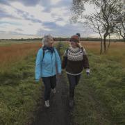 Clare Symonds, left, and Katherine Jones at Cardowan Moss near Stepps north  of Glasgow