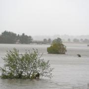 The River Don in Kintore as Storm Babet batters the country