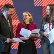 Cabinet Secretary for Social Justice Shirley-Anne Somerville with Minister for Migration and Refugees Emma Roddick (right) and Minister for Independence Jamie Hepburn at the launch last week of the latest independence document