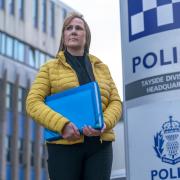 Jules Rose, outside Police Scotland Bell Street station in Dundee, where she lodged a report with Police Scotland accusing NHS Tayside of criminality in its failed oversight of rogue neurosurgeon Professor Sam Eljamel