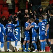 Saints celebrate vs St Mirren