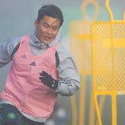 Celtic striker Oh Hyeon-gyu in training at Lennoxtown