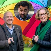 Humza Yousaf and Green co-leaders Patrick Harvie and Lorna Slater