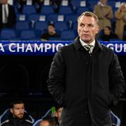 Celtic manager Brendan Rodgers stands in the technical area during a Champions League match this season