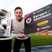 Scott Brown promotes Viaplay's coverage of the Viaplay Cup final between Rangers and Aberdeen at Hampden on Sunday