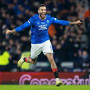 Connor Goldson celebrates Rangers' win over Aberdeen in the Viaplay Cup final at Hampden on Sunday