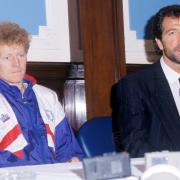 Rangers manager Graeme Souness, right, parades his new signing Oleg Kuznetsov at Ibrox in 1990