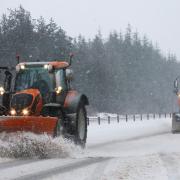 Snowploughs working in tandem to try and keep the A9 open at Slochd as storm Gerrit hits the North of Scotland