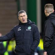 Hibernian manager Nick Montgomery at Easter Road tonight