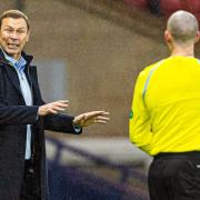 Inverness Caledonian Thistle manager Duncan Ferguson speaks to a referee at Hampden last month