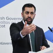 Humza Yousaf speaking on the Scottish economy at the University of Glasgow yesterday