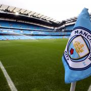 Manchester City club badge on the corner flag before the Premier League match at the Etihad Stadium, Manchester.