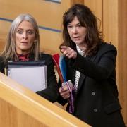 The Lord Advocate Dorothy Bain KC (right), with Solicitor General Ruth Charteris, arrives in the main chamber to deliver a statement on the Post Office Horizon IT scandal at the Scottish Parliament at Holyrood, Edinburgh.