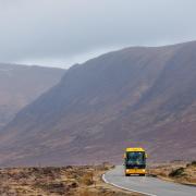 A Citylink coach on the A82 in Glencoe