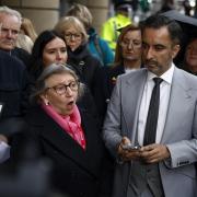 Aamer Anwar and angry members of Scottish Covid Bereaved outside the UK Covid Inquiry at the Edinburgh International Conference Centre (EICC) last Wednesday, the day Nicola Sturgeon was giving evidence