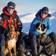 Paul and Sam Noble with rescue dogs Rogue and Bowie