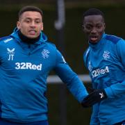 New Rangers signing Mohamed Diomande, right, trains with Ibrox captain James Tavernier at Auchenhowie