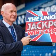 Rangers great John Brown promotes the Rangers Youth Development product The Union Jackpot at Ibrox yesterday