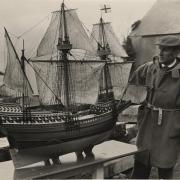 The ship modeller's art is shown in this 1956 model of the Mayflower