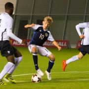 Billy Gilmour, centre, in actin for the Scotland Under-16 side in 2016
