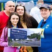 The Sheil family (from left) Tony, Natasha, Samantha Jane and Michaela and (inset) the port of Cairnryan (Image: Sheil Family)