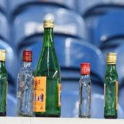 Empty alcohol bottles after a Scottish football match