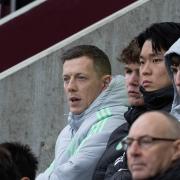Celtic captain Callum McGregor watched on from the stand as his team went down to Hearts at Tynecastle.