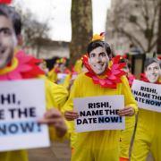 Labour activists dressed as chickens