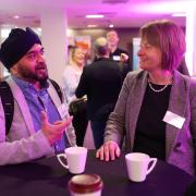 Director of GenAnalytics Jane Gotts at the 2023 Diversity Conference with former keynote speaker Sathpal Singh