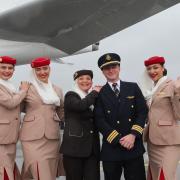 Paisley-born Pilot FO Lewis Ferguson with his fellow Emirates crew
