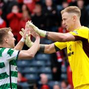 Celtic defender Alistair Johnston was hoping to avoid hitting a penalty in the shootout against Aberdeen on Sunday, but Joe Hart's miss meant he had to step up to the plate.