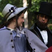 Gabriel Chytry as Abraham Lincoln and Madelaine Adam as Mary Todd Lincoln in Lincoln: Divided We Stand.