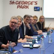 Labour Party leader Sir Keir Starmer, holds a meeting with members of his shadow cabinet during a visit to St. George's Park, Burton-Upon-Trent in the West Midlands.