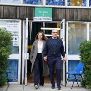 Labour leader Sir Keir Starmer and his wife Victoria leave the polling station in his Holborn and St Pancras constituency, north London, after casting their votes in the local and London Mayoral election