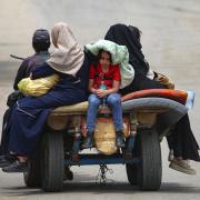Palestinians move to safer areas in Rafah, on May 10, 2024