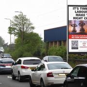 The first of Unite's oil jobs billboards goes up in Edinburgh