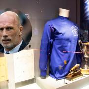 A Rangers strip from the European Cup Winners' Cup final in 1972 on display in the Rangers Museum at New Edmiston House, main picture, and Ibrox manager Philippe Clement, inset