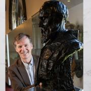 Professor Miles Padgett with the bust of Lord Kelvin which is on display at the Hunterian Museum in Glasgow