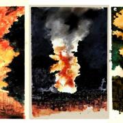 A triptych of the 2018 Glasgow School of Art fire