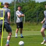 New Motherwell manager Alfred Johansson oversees a pre-season training session