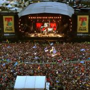 The crowd watching Paolo Nutini performing on the Main Stage at the T in the Park festival, held at Balado Park in Kinross