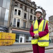 Ms Gilruth on Princes Street at the site of the fire.