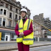 Deputy First Minister Jenny Gilruth during a visit to the site of the Princes Street fire.