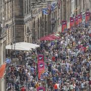 Crowds on the Royal Mile during the Edinburgh festivals.