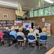 The audience in Milngavie Library for last year's livestreamed event with Alexander McCall Smith