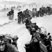 Allied forces begining the D-Day landings in Normandy, France