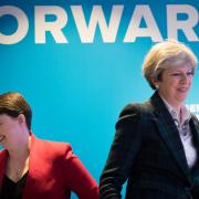 Prime Minister Theresa May (right) with Scottish Conservative leader Ruth Davidson. Photograph: Stefan Rousseau/PA Wire.