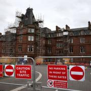 A general view of the former Station Hotel in Ayr, the building has has been deemed unsafe after contractors found crumbling and exposed roof areas, resulting in an exclusion zone which has meant that no trains are running between Ayr and Girvan from