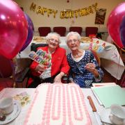 A double Birthday celelbration for Betty Morton (left) and Betty Smith (right) at Lochbrae Sheltered Housing, Rutherglen.