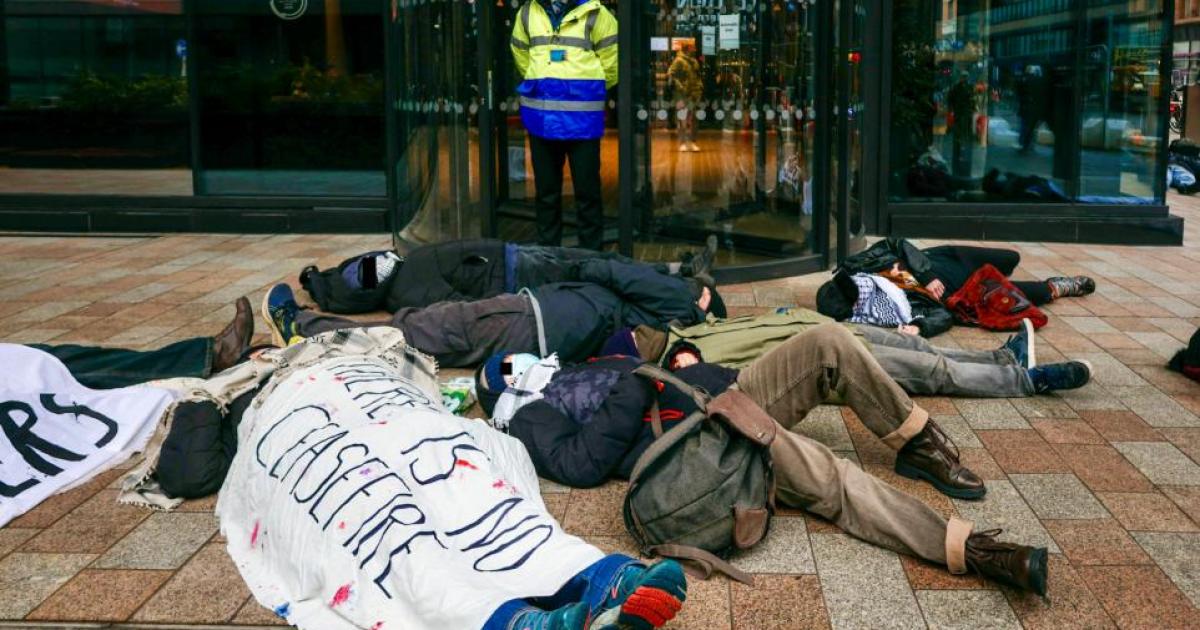 Pro-Palestine protestors target JP MorganChase in Glasgow